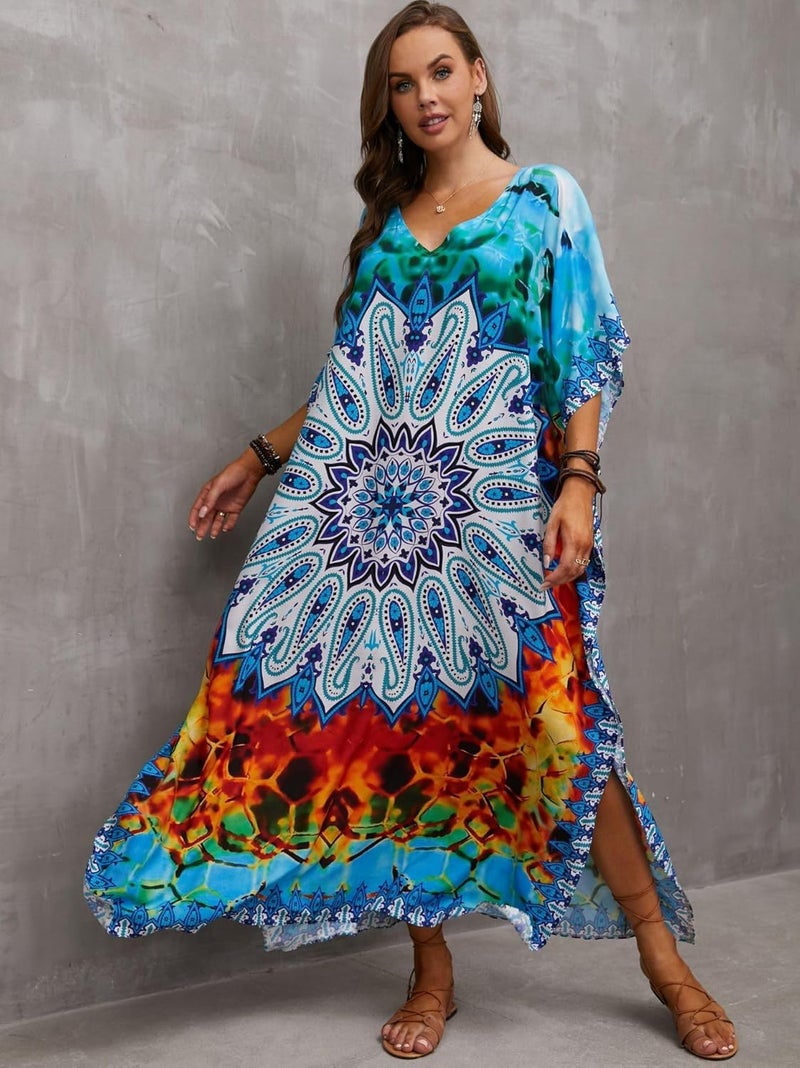 IMAGEKOPE Kaftan Dresses for Women Plus Size Bathing Suit Cover up Caftan Maxi Beach Dresses - Image 2